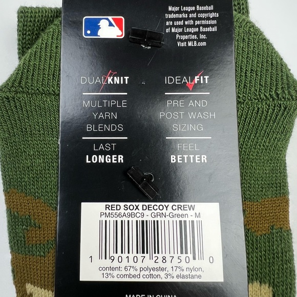 Boston Red Sox Socks Decoy Crew Classic Fit PKWY Camo Women 3-8 Youth 1-6 Sz M - Picture 4 of 5